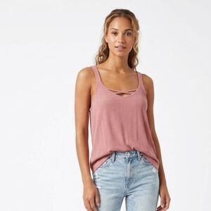 Maurices Mauve Ribbed Tank Top Strappy Cage Neck Detail Size Large